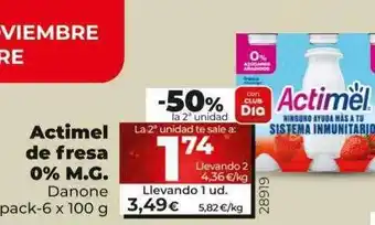 Dia Actimel de fresa 0% m.g. danone oferta