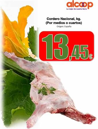 Super Alcoop Cordero nacional por medios o cuartos oferta