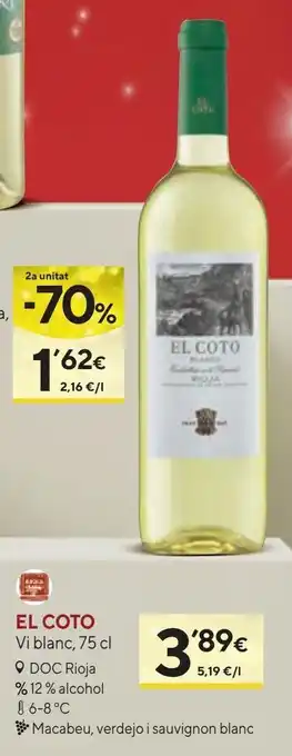 Caprabo Vino blanco el coto oferta