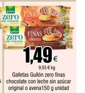 FROIZ Galletas gullón zero finas chocolate con leche sin azúcar original o avena oferta