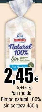 FROIZ Pan molde bimbo natural 100% sin corteza oferta