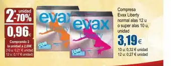 FROIZ 2a unidad -70% compresa evax liberty normal alas o super alas oferta