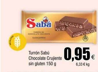 FROIZ Turrón sabú chocolate crujiente sin gluten oferta