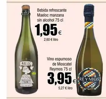 FROIZ Bebida refrescante maeloc manzana sin alcohol vino espumoso de moscatel reymos oferta
