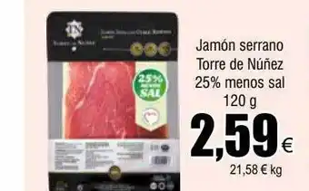 FROIZ Jamón serrano torre de núñez 25% menos sal oferta