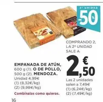 Supercor 2a unidad -50% empanadas de atún o de pollo mendoza oferta