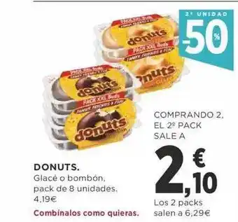 Supercor 2a unidad -50% donuts glacé o bombón pack de 8 oferta