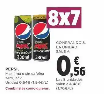 Supercor Pepsi max lima o sin cafeina zero oferta