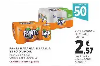 Supercor 2a unidad -50% fanta naranja naranja zero o limón oferta