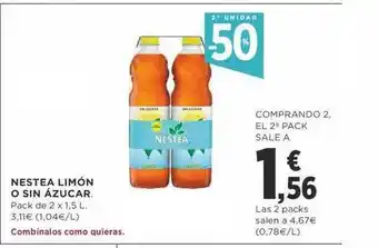 Supercor 2a unidad -50% nestea limón o sin azúcar oferta