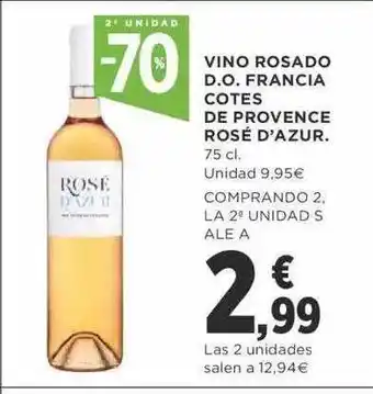 Supercor 2a unidad -70% vino rosado d.o. francia cotes de provence rosé d'azur oferta