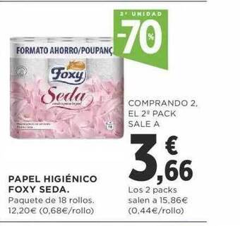 Supercor 2a unidad -70% papel higiénico foxy seda oferta