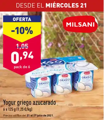ALDI Misani Yogurt griego azucarado 6 x 125g oferta