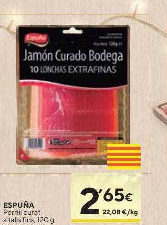 Caprabo Espuña pernil curat a talls fins oferta