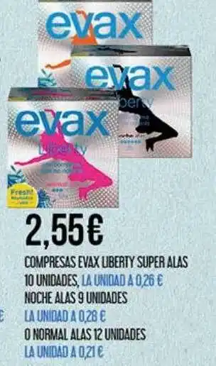 Claudio Compresas evax liberty super alas 10 noche alas 9 o normal alas 12 oferta