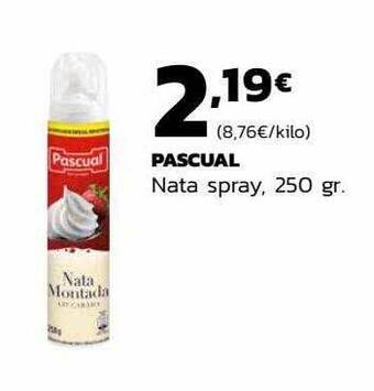 Supermercados Lupa Pascual nata spray oferta