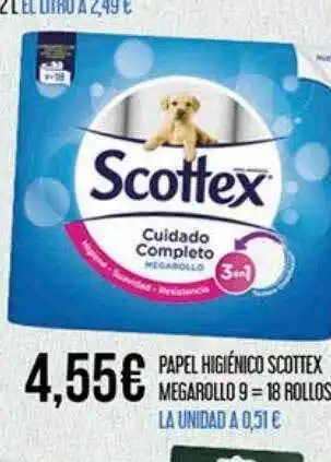 Claudio Papel higiénico scottex megarollo 9 = 18 rollos oferta