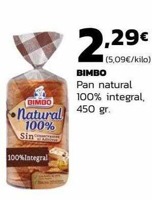 Supermercados Lupa Bimbo pan natural 100% integral oferta