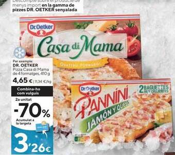 Caprabo Dr. oetker pizza casa di mama de 4 formatges oferta