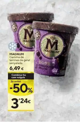 Caprabo 2a unitat -50% magnum gamma de terrines de gelat senyalada oferta