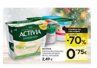 Caprabo Activia gamma de productes cremosos en pack oferta