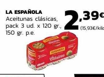 Supermercados Lupa La española aceitunas clásicas pack 3 oferta