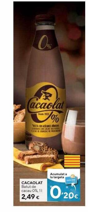Caprabo Cacaolat batut de cacau 0% oferta