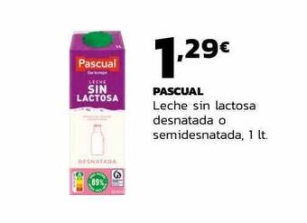 Supermercados Lupa Pascual leche sin lactosa desnatada o semidesnatada oferta