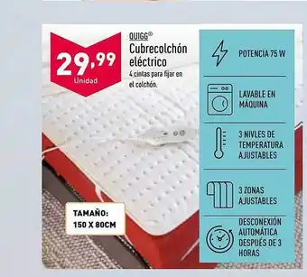 Quigg cubrecolchón eléctrico