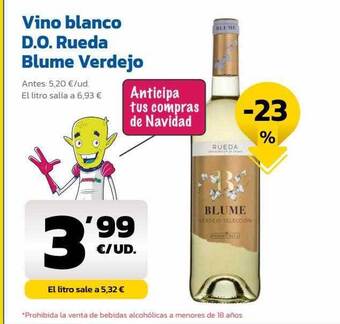 AhorraMas Vino blanco d.o. rueda blume verdejo oferta