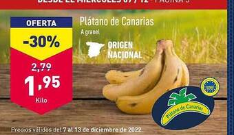 ALDI Plátano de canarias oferta