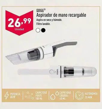 ALDI Quigg aspirador de mano recargable oferta