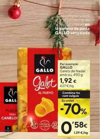 Caprabo 2a unitat -70% gallo galets de nadal amb ou oferta