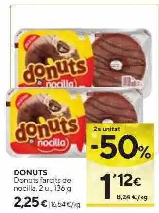 Caprabo 2a unitat -50% donuts donuts farcits de nocilla oferta