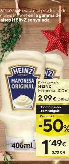 Caprabo 2a unitat -50% heinz maionese oferta