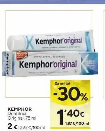 Caprabo 2a unitat -30% kemphor dentifrici original oferta