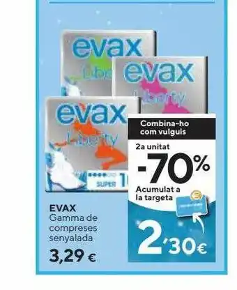 Caprabo Evax gamma de compresas senyalada oferta