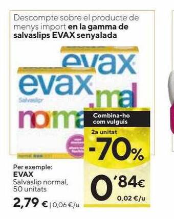 Caprabo 2a unitat -70% evax salvaslip normal oferta