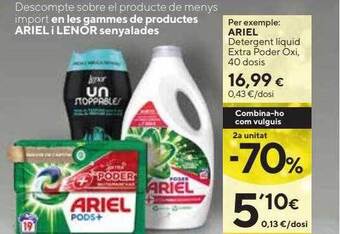 Caprabo 2a unitat -70% ariel detergent liquid extra poder oxi oferta