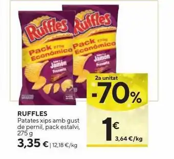 Caprabo 2a unitat -70% ruffles patates xips amb gust de pernil oferta