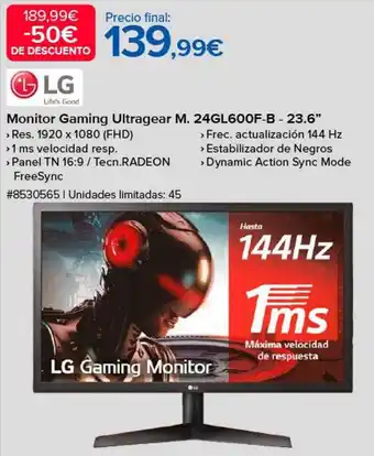 Costco Lg monitor gaming ultragear m. 24gl600f-b-23.6 oferta