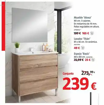Bauhaus Mueble 'alexa' lavabo 'titán' espejo 'basic' oferta