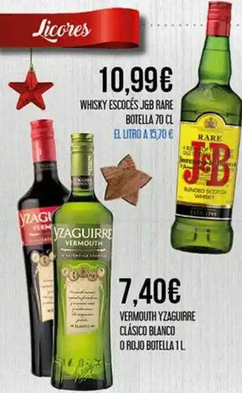 Claudio Whisky escocés j&b rare botella vermouth yzaguirre clásico blanco o rojo botella oferta