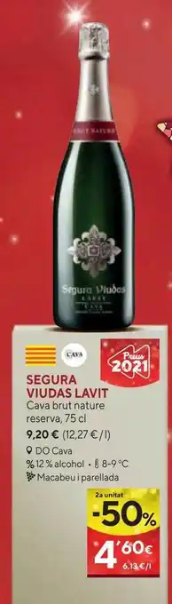 Caprabo 2a unidad -50% segura viudas lavit cava brut nature reserva oferta