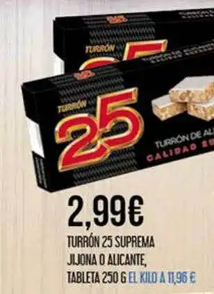 Claudio Turrón 25 suprema jijona o alicante tableta oferta