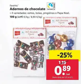 Lidl Favorina adornos de chocolate oferta