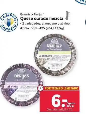 Lidl Quesería de benijos queso curado mezcla oferta