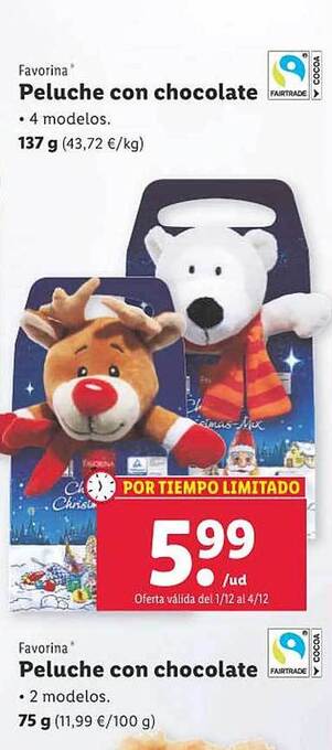 Lidl Favorina peluche con chocolate oferta