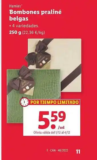Lidl Hamlet bombones praliné belgas oferta