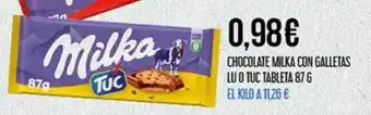 Claudio Chocolate milka con galletas lu o tuc tableta oferta